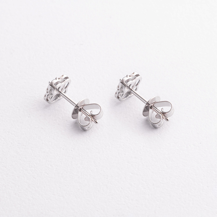 Золоті сережки - пусети "Конюшина" (діаманти, сапфіри) сб0631ca від ювелірного магазину Онікс - 2