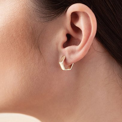 Сережки "Шестикутники" у жовтому золоті с08393 №2