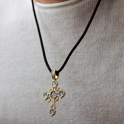 Серебряный крест с позолотой 131669 №5