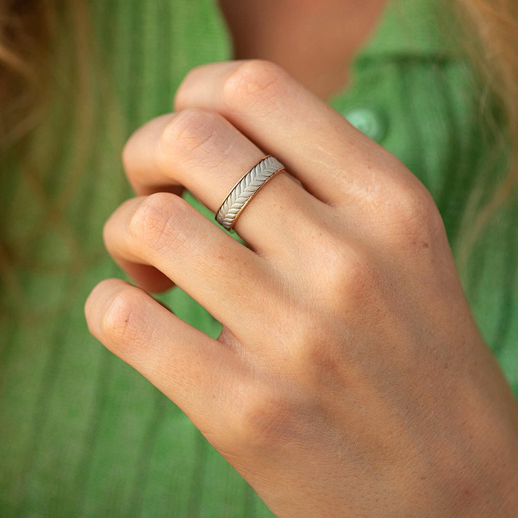 Обручка "Колосок" у червоному та білому золоті 236432400 - 5 Обручка "Колосок" у червоному та білому золоті 236432400 від ювелірного магазину Онікс - 5