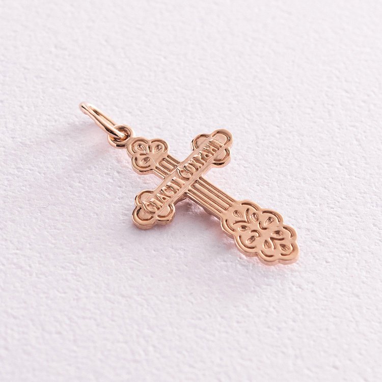 Золотий хрестик "Розп'яття. Спаси та Збережи" п03630 від ювелірного магазину Онікс - 2