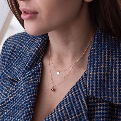 Двойное золотое колье "Шар и монетка" кол01860 №6