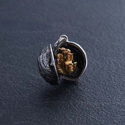 Серебряная подвеска "Белочка в орешке" ручной работы 133107 №3