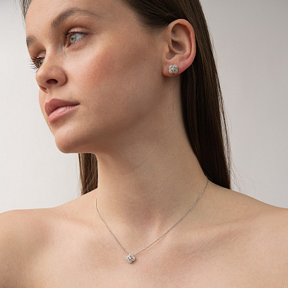 Золоті сережки - пусети "Конюшина" з діамантами сб0637ca №6