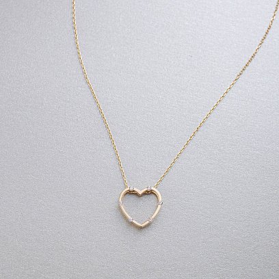 Золотое колье "Сердце" (фианит) кол01604 №17