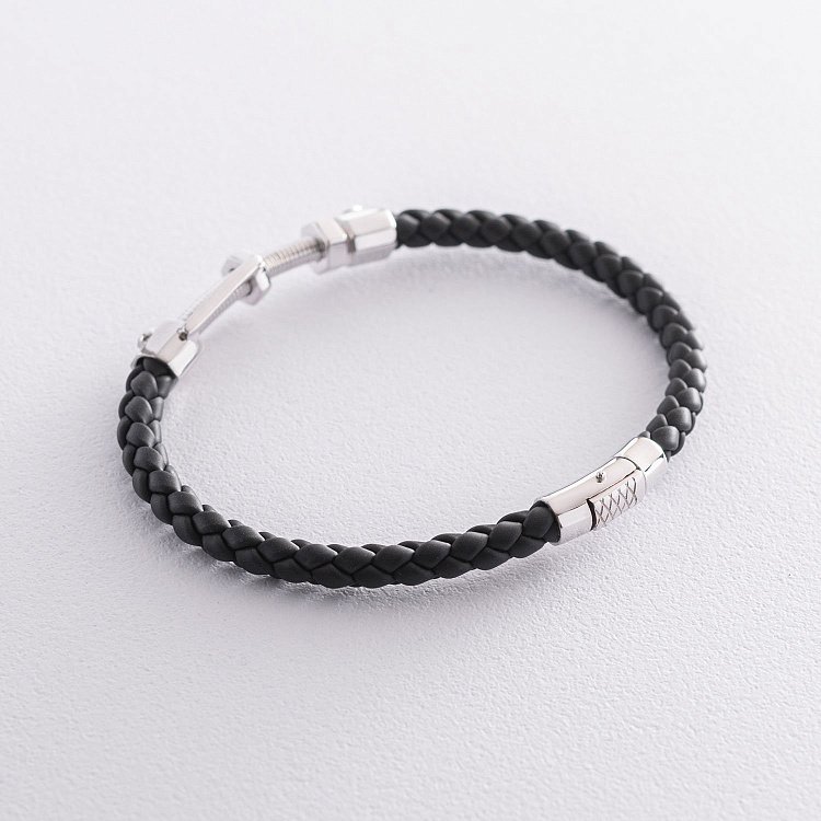 Каучуковый браслет из белого золота б03986 от ювелирного магазина Оникс - 2