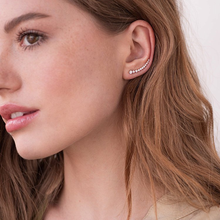 Серьги - клаймберы "Оригинальность" в красном золоте с07046 от ювелирного магазина Оникс - 1