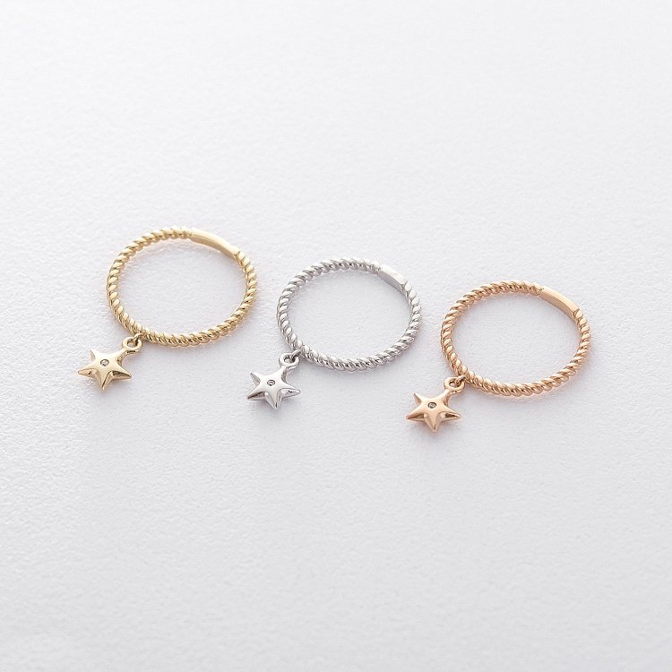 Золотий перстень "Зірка" (фіаніт) к06113 від ювелірного магазину Онікс - 4