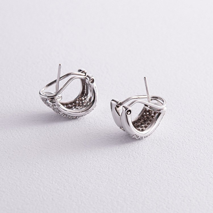 Сережки в білому золоті з діамантами с720 від ювелірного магазину Онікс - 4