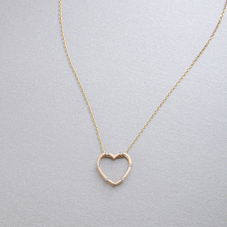 Золотое колье "Сердце" (фианит) кол01604 от ювелирного магазина Оникс - 16