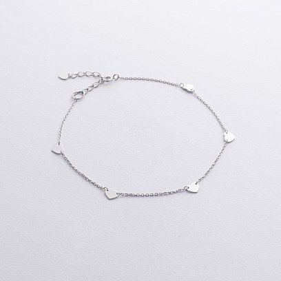 Серебряный браслет "Сердечки" на ногу 905-01075
