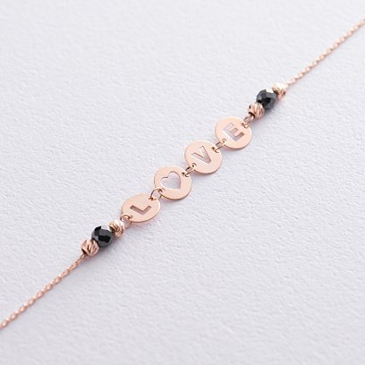 Золотой браслет "Love" (черные фианиты) б04447 №2