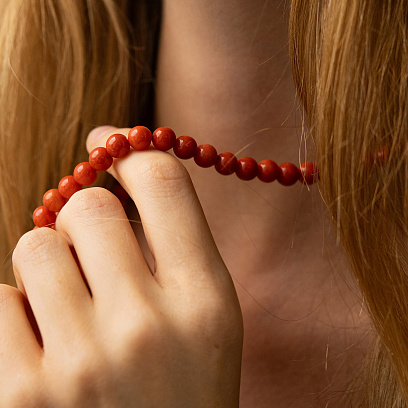 Бусы из коралла (золотая застежка) бус016к №2