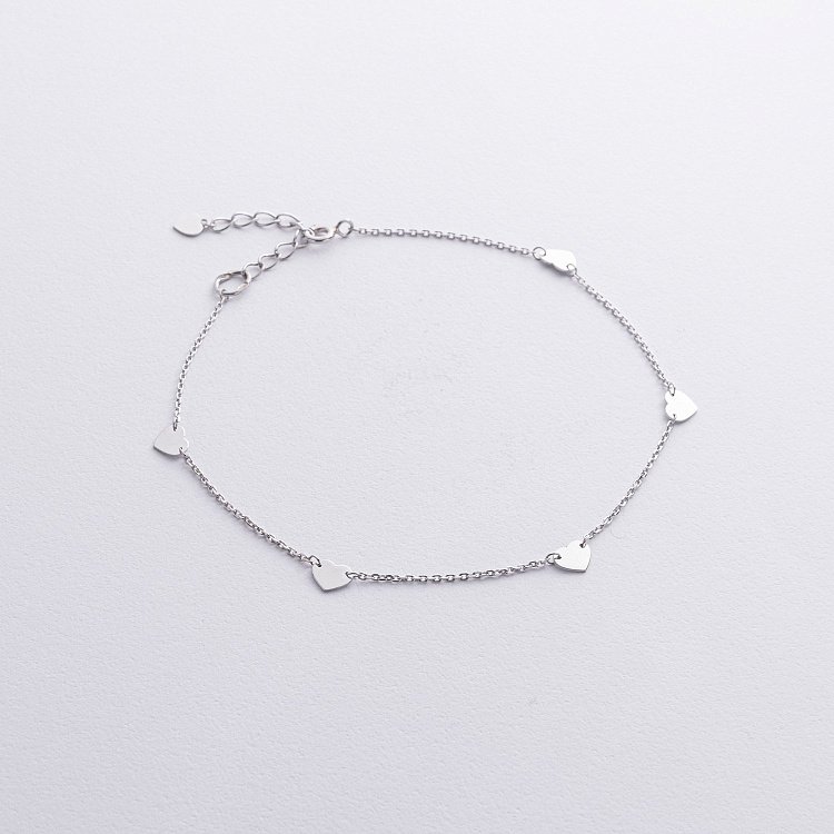 Серебряный браслет "Сердечки" на ногу 905-01075 от ювелирного магазина Оникс