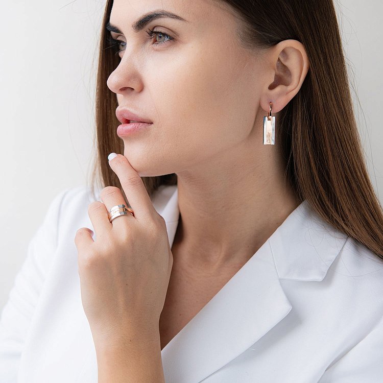 Серьги в красном и белом золоте с07167 - 1 Серьги в красном и белом золоте с07167 от ювелирного магазина Оникс - 1