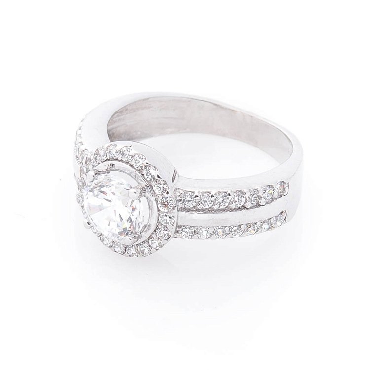 Золота каблучка з фіанітами к01697ж від ювелірного магазину Онікс - 1