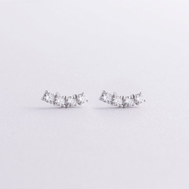 Сережки - пусети "Lora" з фіанітами (срібло) 7240 від ювелірного магазину Онікс