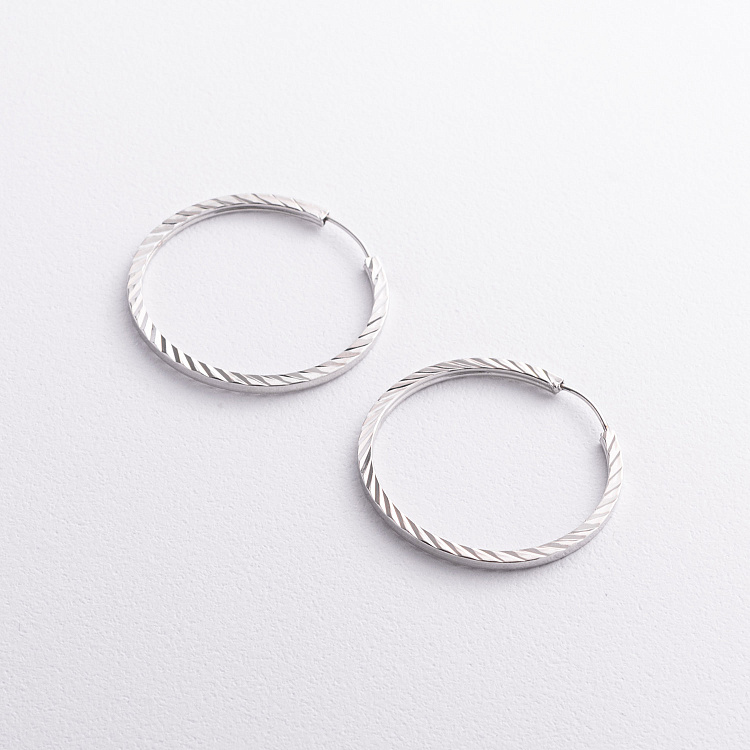 Серьги - кольца в серебре 123521 от ювелирного магазина Оникс - 1