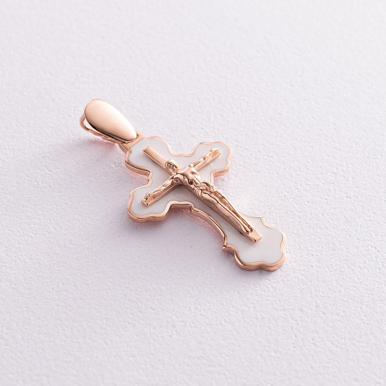 Православный золотой крест (эмаль) 250048Е Православный золотой крест (эмаль) 250048Е от ювелирного магазина Оникс