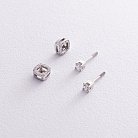 Золоті сережки - пусети 2 в 1 з діамантами 331981121 от ювелирного магазина Оникс - 2