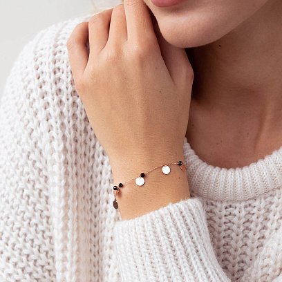 Золотой браслет "Монетки" (фианиты) б04903 №2