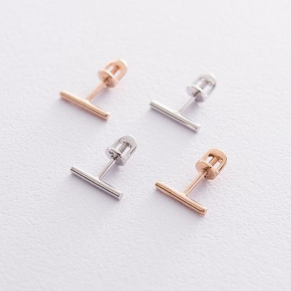 Золотые серьги-пусеты "Минимум" с06684 №7