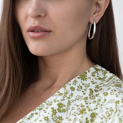 Срібні сережки на англійській застібці 122681 №3