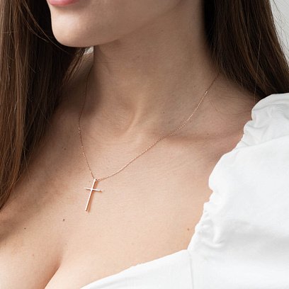 Кольє "Хрестик" в червоному золоті кол01705 №8