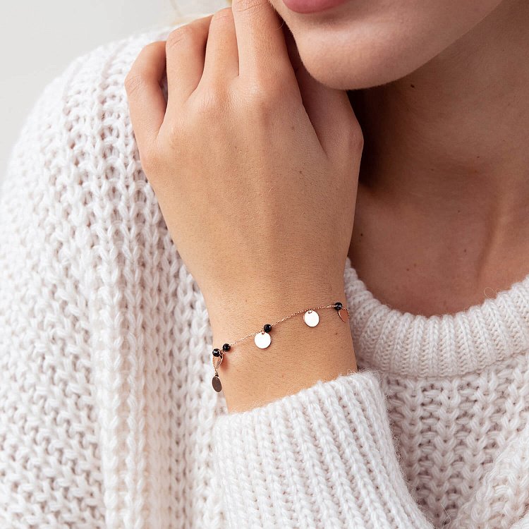 Золотой браслет "Монетки" (фианиты) б04903 от ювелирного магазина Оникс - 1