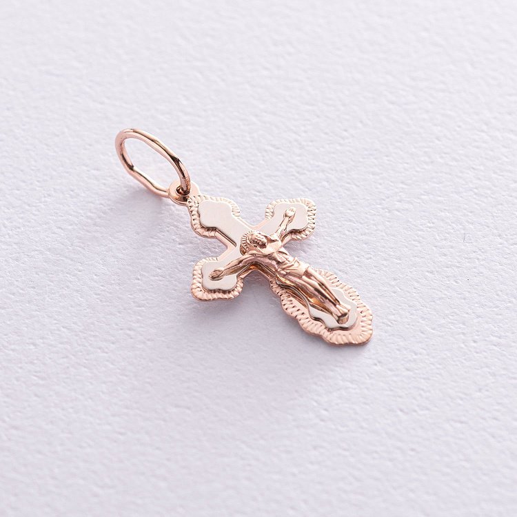 Золотий хрестик "Розп'яття. Спаси і Збережи" 210196 від ювелірного магазину Онікс