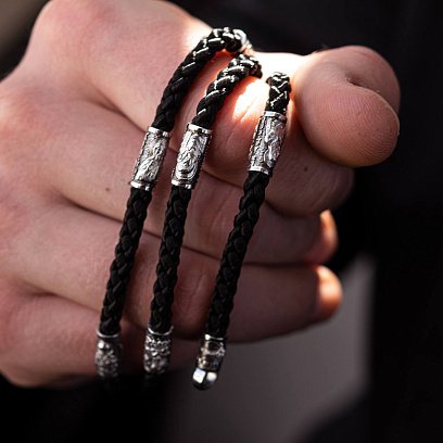 Православний шовко﻿вий шнурок зі срібною застібкою 948 №17