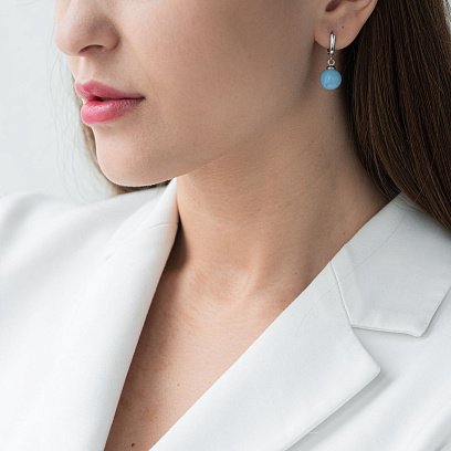 Золотые серьги с бирюзой с05967 №2