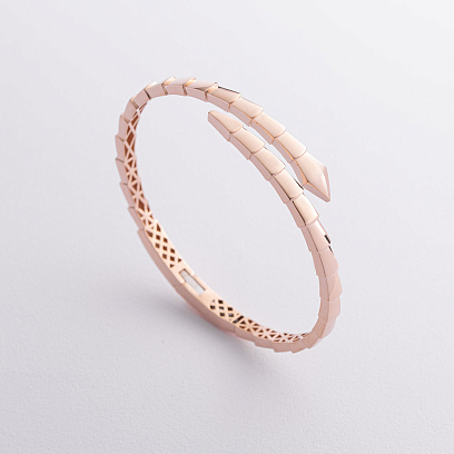 Жесткий браслет "Змея" в красном золоте б05728