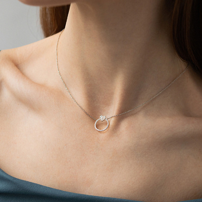 Золотое колье "Сердечко" с бриллиантами колб0178ca №2