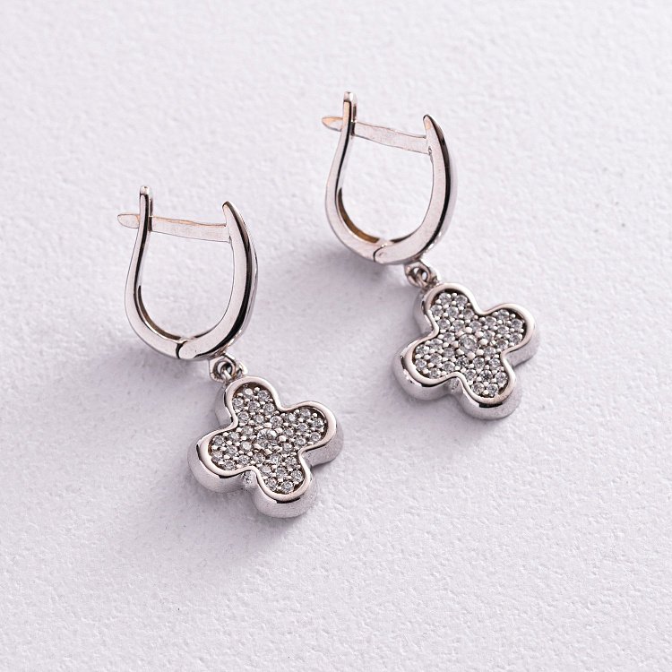 Золоті сережки "Конюшина" (фіаніти) с04530 від ювелірного магазину Онікс