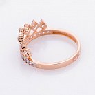 Золотое кольцо "Корона" с фианитами к04988 от ювелирного магазина Оникс - 1