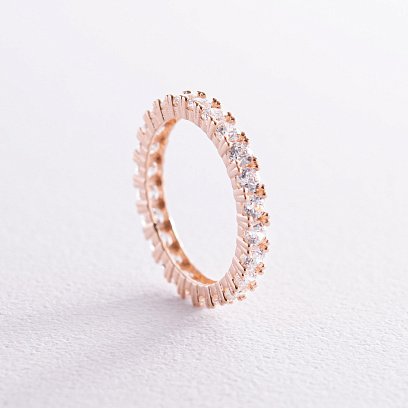 Каблучка "Paris" з доріжкою каменів в червоному золоті к07200 №11