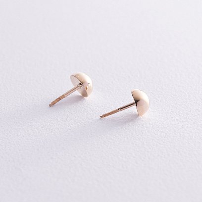 Серьги - пусеты "Полусфера" в желтом золоте (0.7 см) с08203 №2