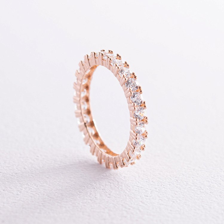 Каблучка "Paris" з доріжкою каменів в червоному золоті к07200 від ювелірного магазину Онікс - 10