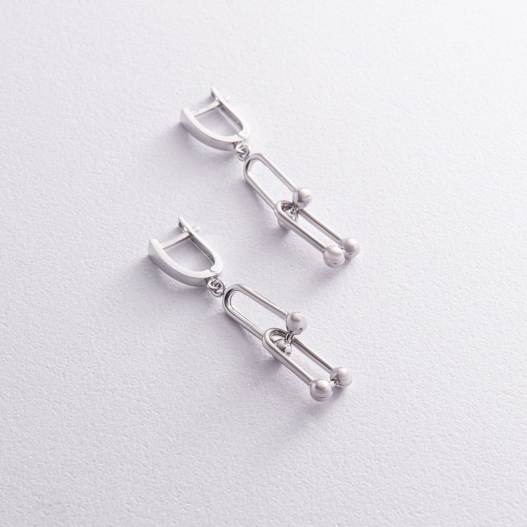 Серьги "Фантазия" в белом золоте с08312 от ювелирного магазина Оникс - 2