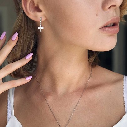 Золотые серьги "Крестики" с04414 №6