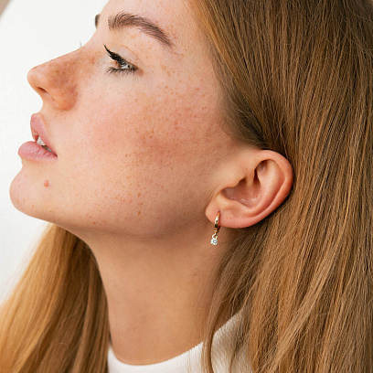 Сережки в червоному золоті (фіаніти) с09183 №2