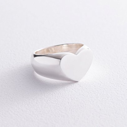 Серебряная печатка "Сердечко" (возможна гравировка) 112695 №3