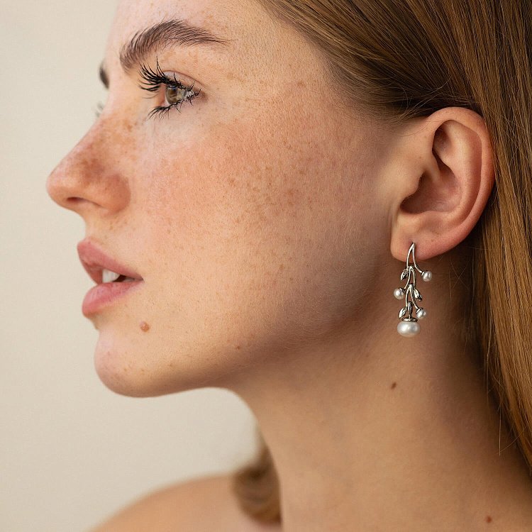 Серьги (культ. пресн. жемчуг) 121231 от ювелирного магазина Оникс