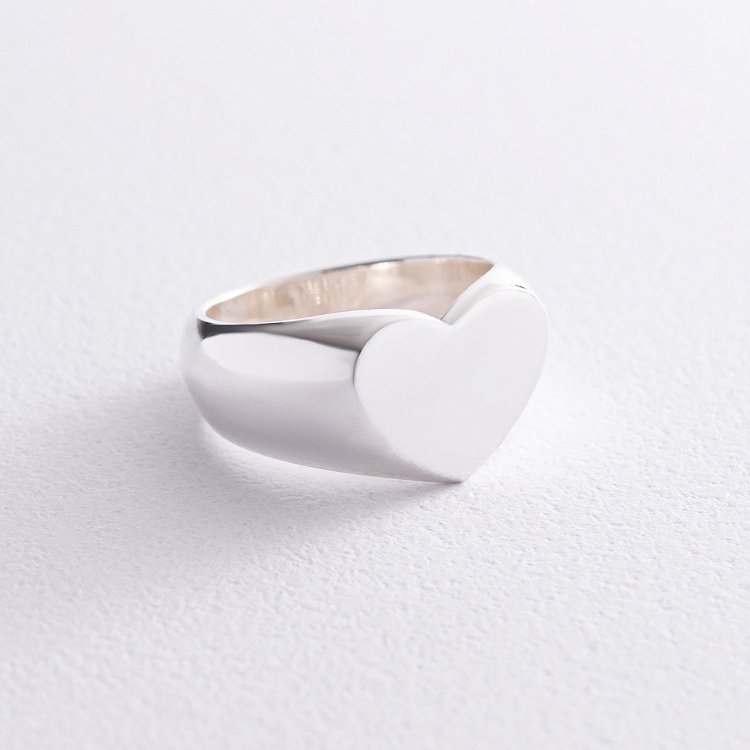 Серебряная печатка "Сердечко" (возможна гравировка) 112695 от ювелирного магазина Оникс - 6