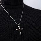 Срібний хрест "Розп'яття. Спаси та Збережи" з ебеновим деревом 981 от ювелирного магазина Оникс - 7