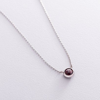 Серебряное колье с пиропом 18984