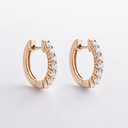 Серьги - кольца в желтом золоте (бриллианты) сб0731ri