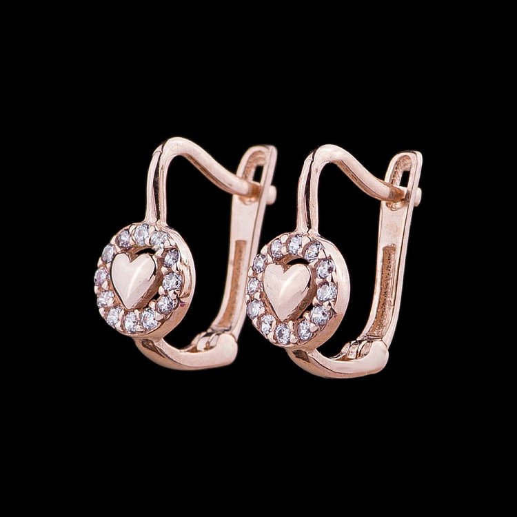 Детские золотые серьги "Сердечки" с04777 от ювелирного магазина Оникс