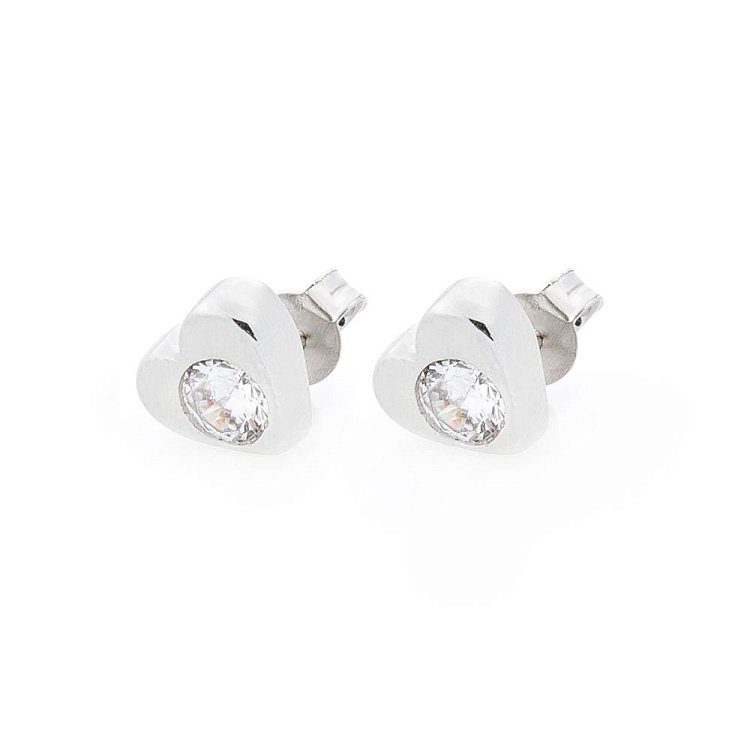 Золоті сережки-пусети "Серця" з фіанітами с01066 від ювелірного магазину Онікс